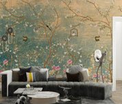 3D Chinese Vintage Branch Floral Bird Background Wall Mural Wallpaper GD 4053- Jess Art Decoration