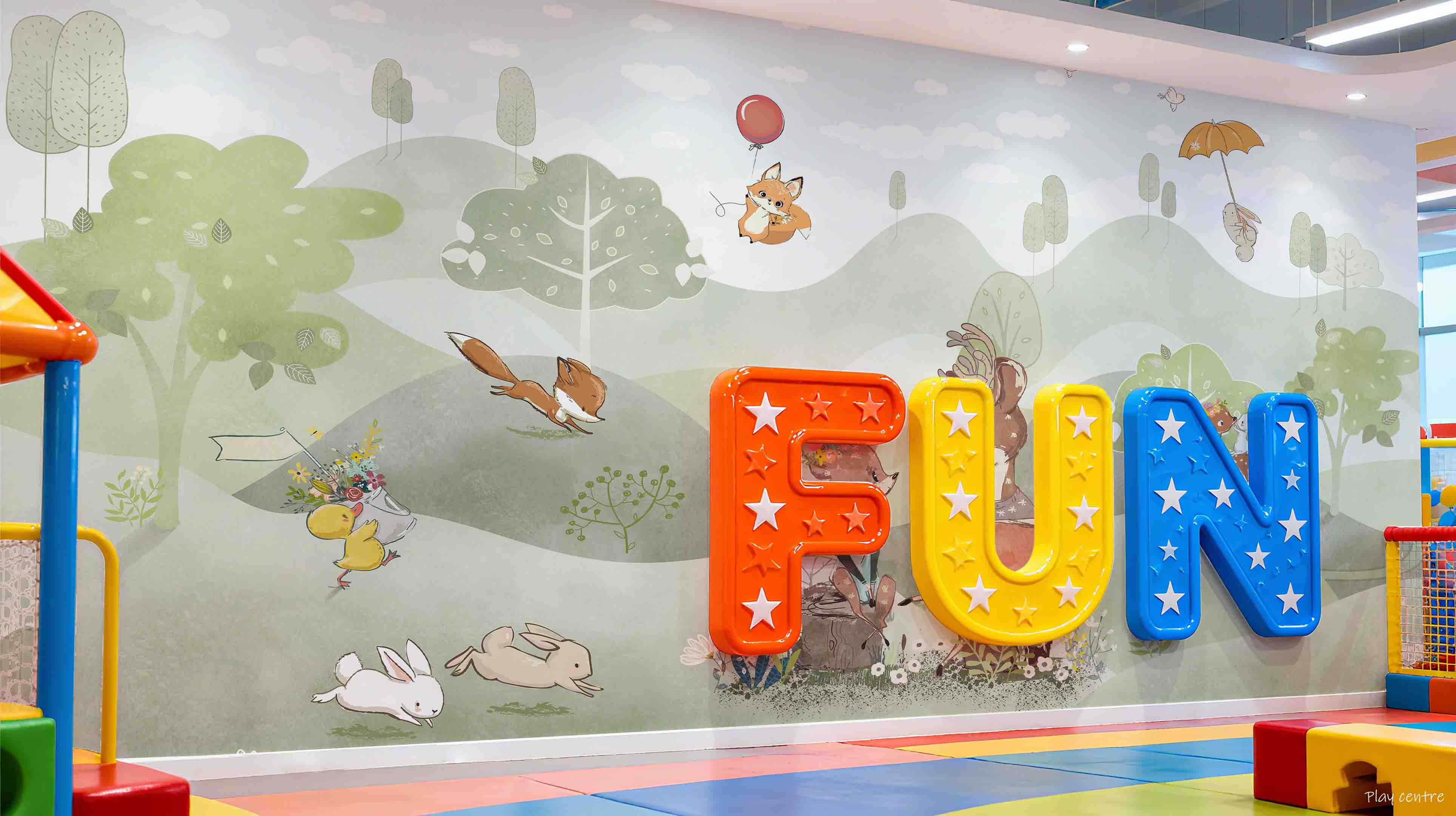3D Play Centre Amusement Park Funfair Carnie Cartoon Animals Mountains Wall Mural Wallpaper 9