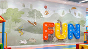 3D Play Centre Amusement Park Funfair Carnie Cartoon Animals Mountains Wall Mural Wallpaper 9