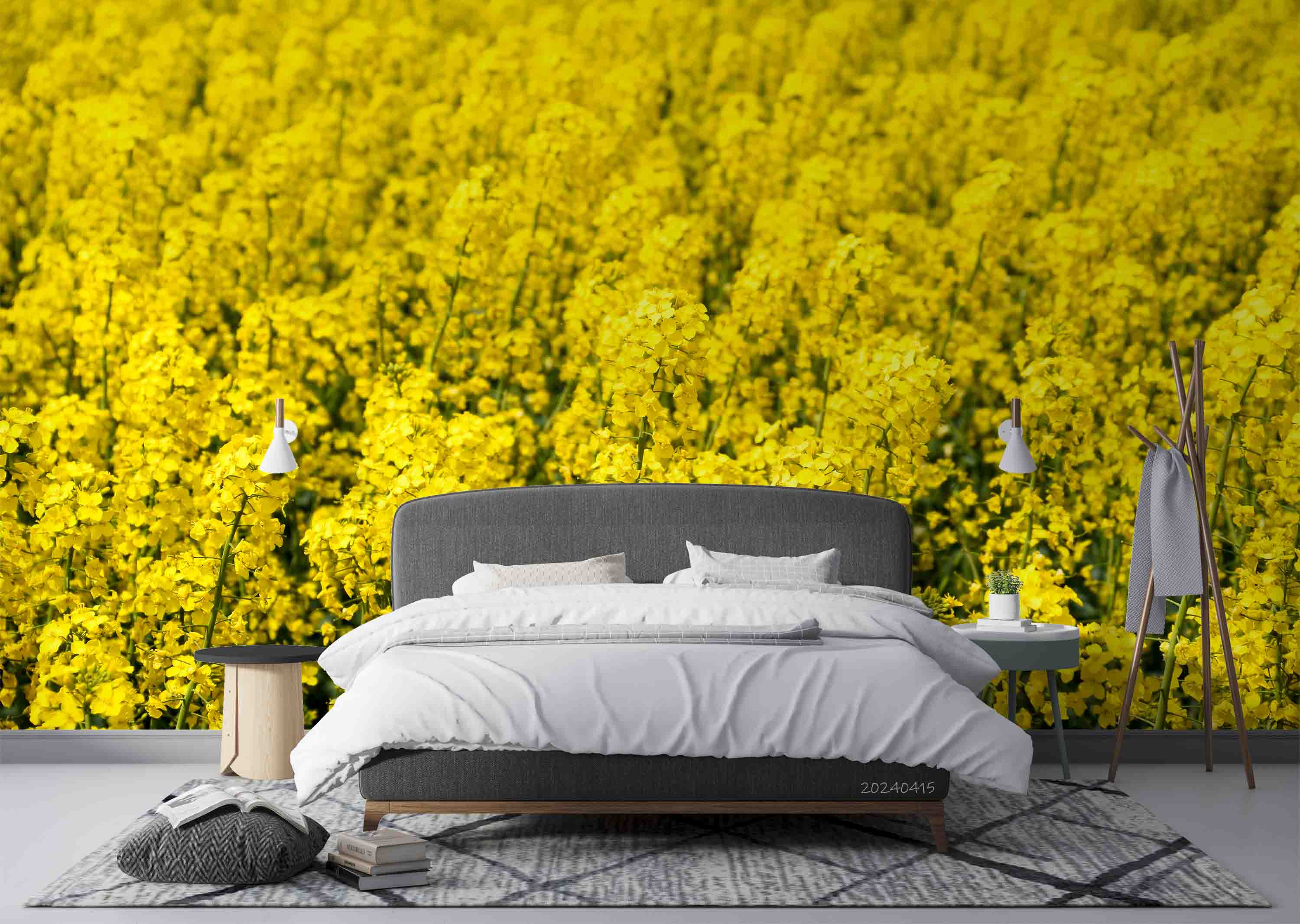 3D Yellow Rapeseed Field Floral Wallpaper Wall Mural Wall Decor Wall Art Wall Sticker Remoable Wallpaper
