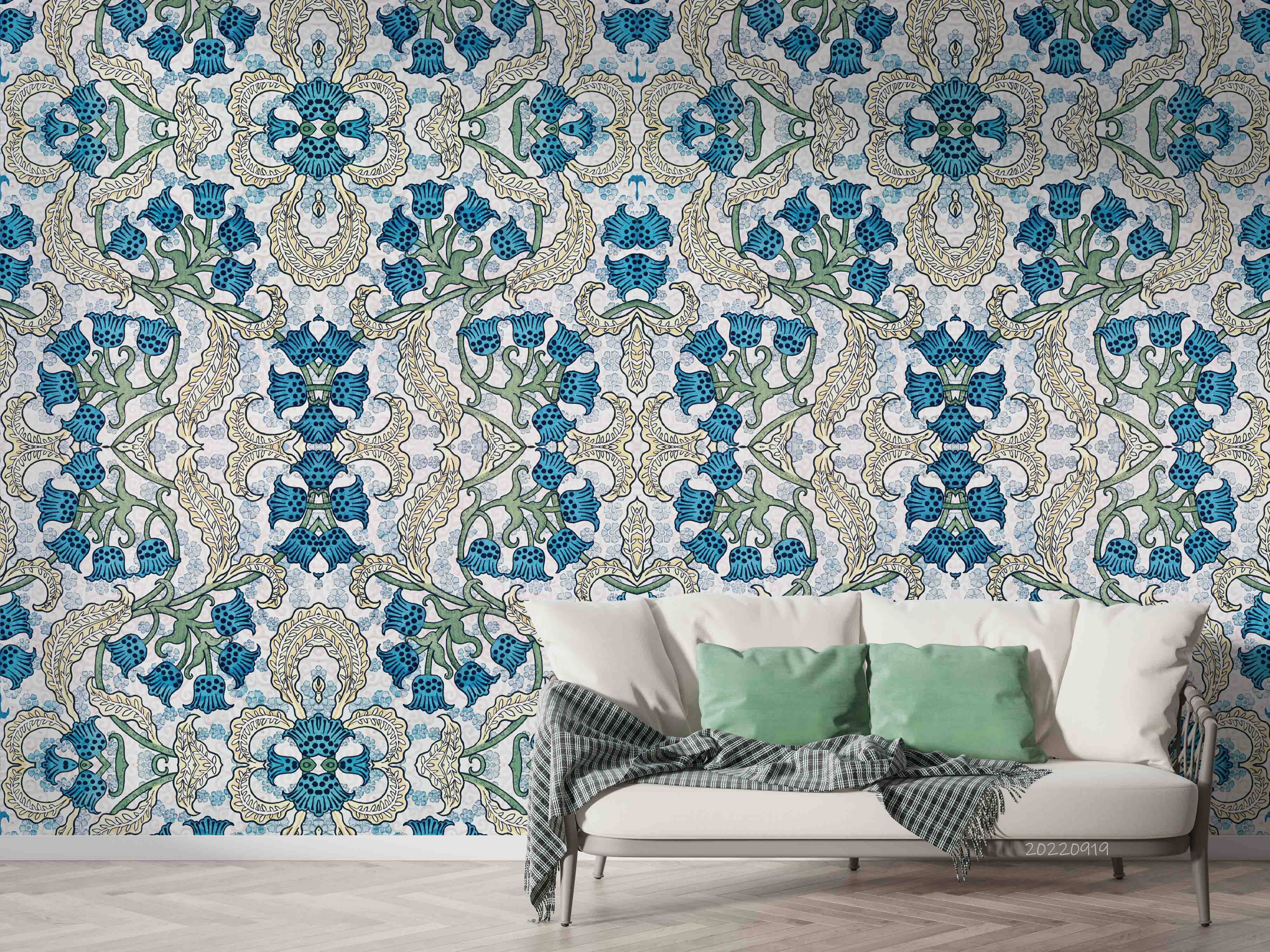 3D Art Nouveau Lily Valley Flower Pattern Background Wall Mural Wallpaper GD 3500- Jess Art Decoration