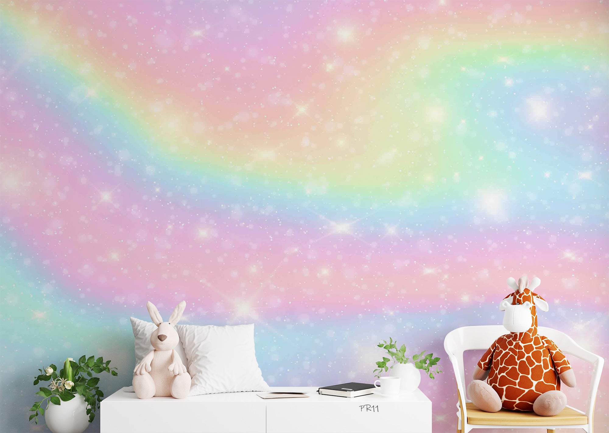 3D Rainbow Twinkle Stars soft rainbow star mural wall mural wallpaper for nursery - view 3