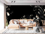 3D Black Floral Leaf Background Wallpaper Wall Mural Wall Decor Wall Art Wall Sticker Remoable Wallpaper