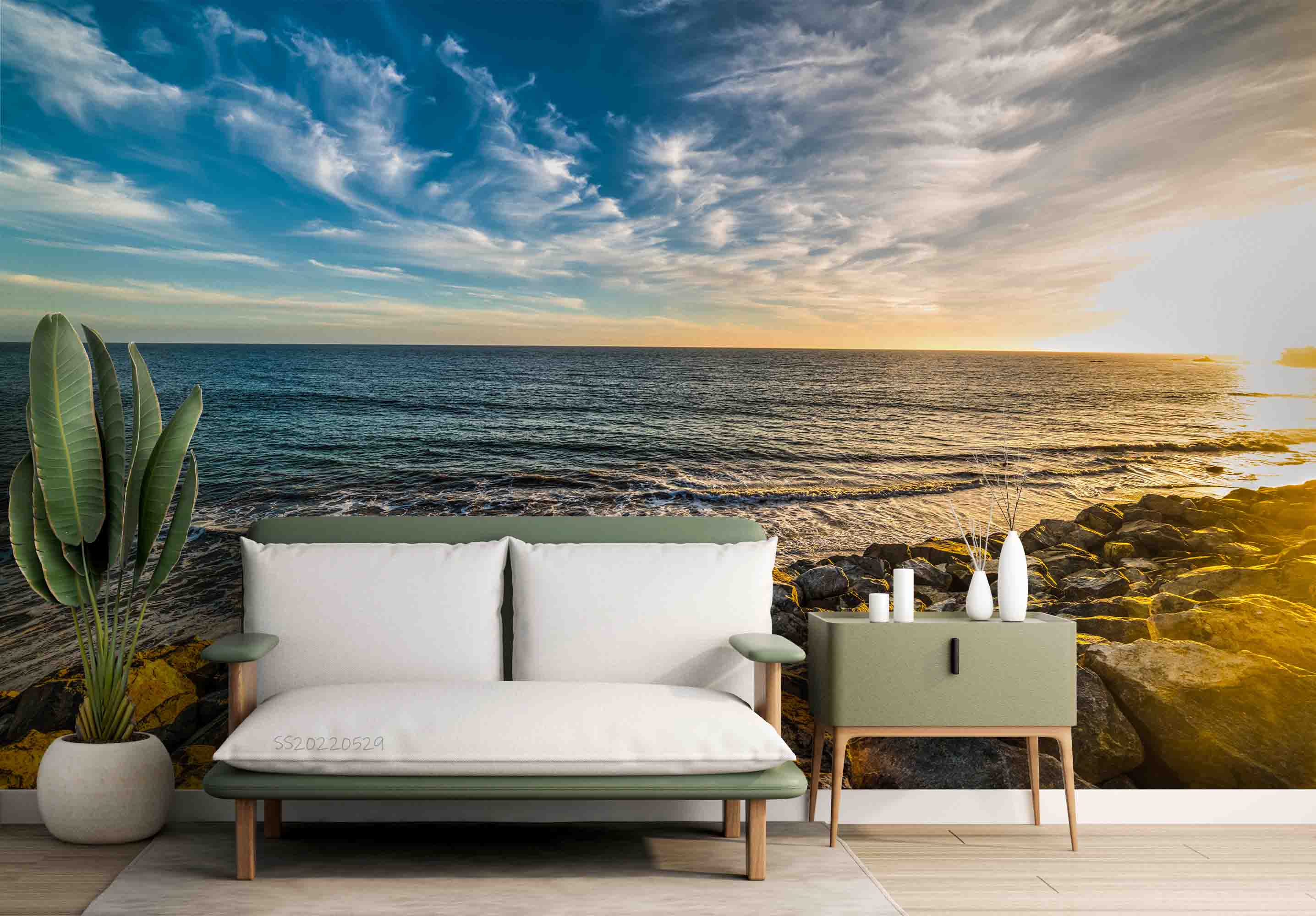 3D Waves Rocks Sea Malibu Coastline California Wall Mural Wallpaper GD 4277- Jess Art Decoration