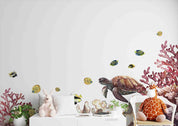 3D Animal Sea Turtle Stone Fish Coral Wall Mural Wallpaper YXL 51