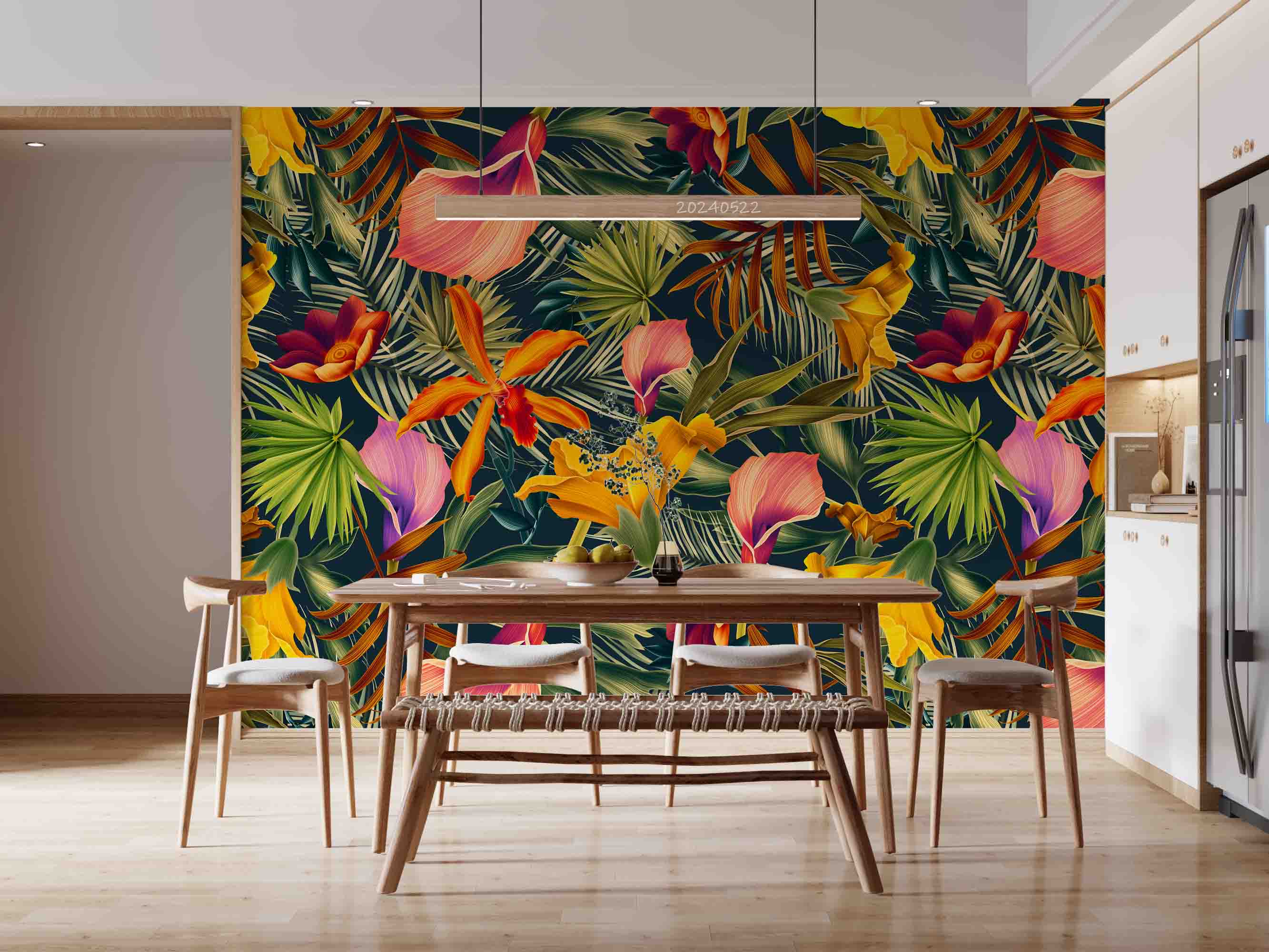 3D Flower Phalaenopsis Leaf Green Wall Mural Wallpaper YXL 510