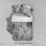 3D Tree Butterfly Gray Quilt Cover Set Bedding Set Duvet Cover Pillowcase 522