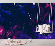 3D Watercolour Star Blue Damaskeen Wall Mural Wallpaper YXL 217