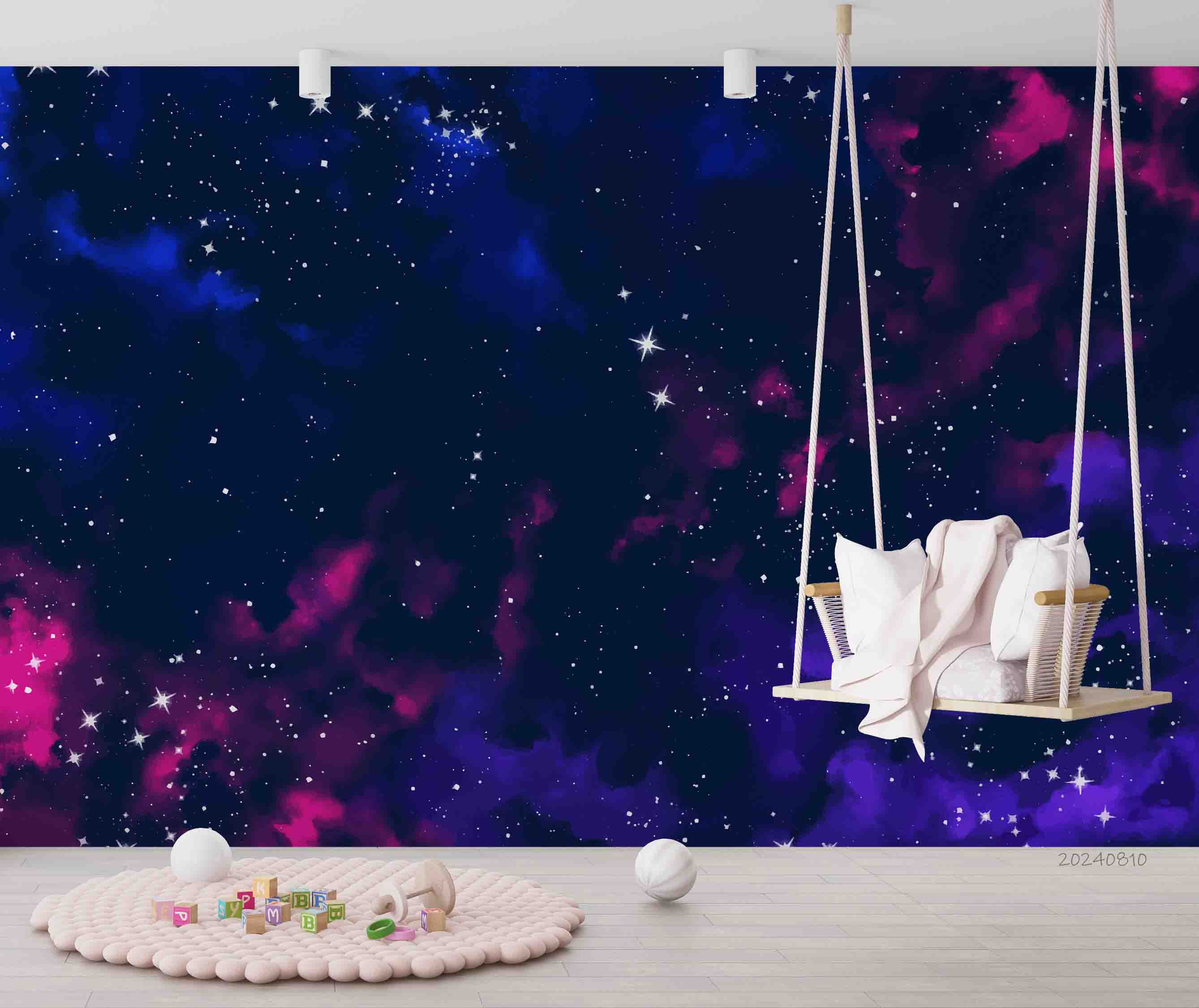 3D Watercolour Star Blue Damaskeen Wall Mural Wallpaper YXL 217
