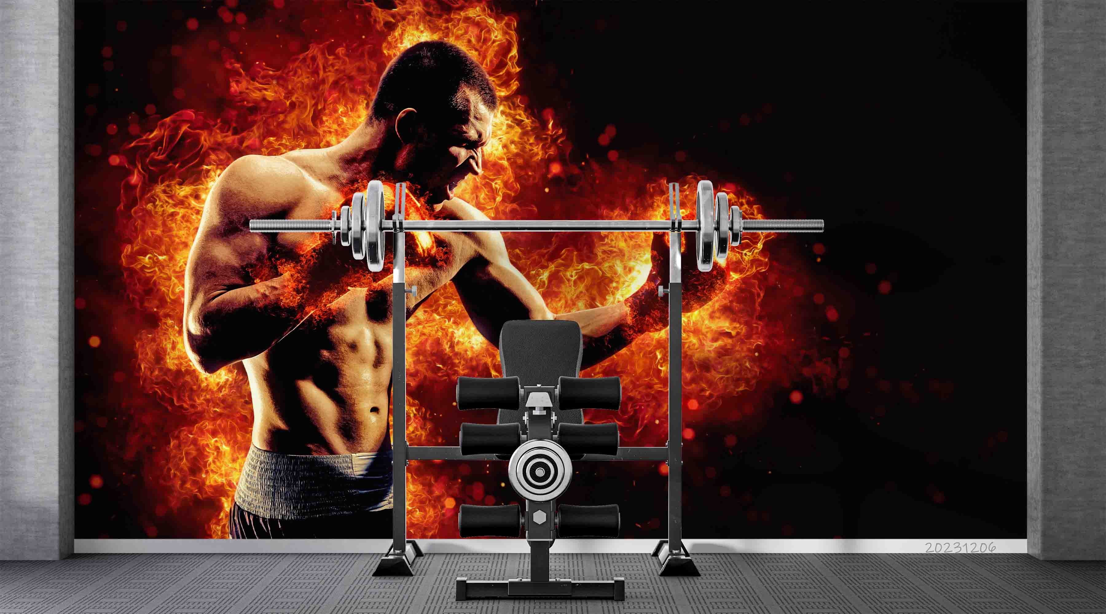 3D Man Boxing Glove Ignis Round Wall Mural Wallpaper YXL 135
