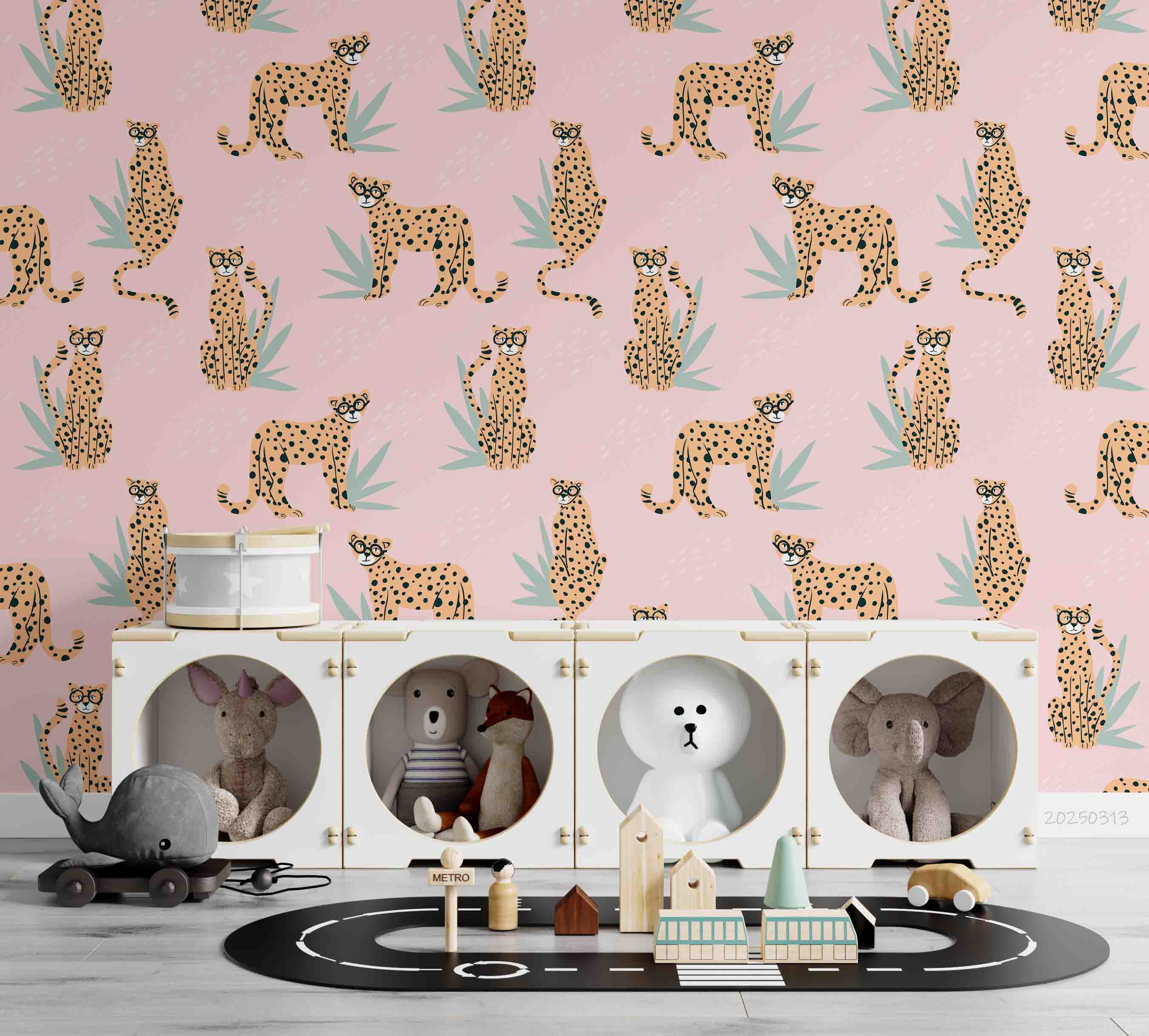 3D Tropical Pink Leaf Animal Leopard Wallpaper Wall Mural Wall Decor Wall Art Wall Sticker Remoable Wallpaper LQH 18