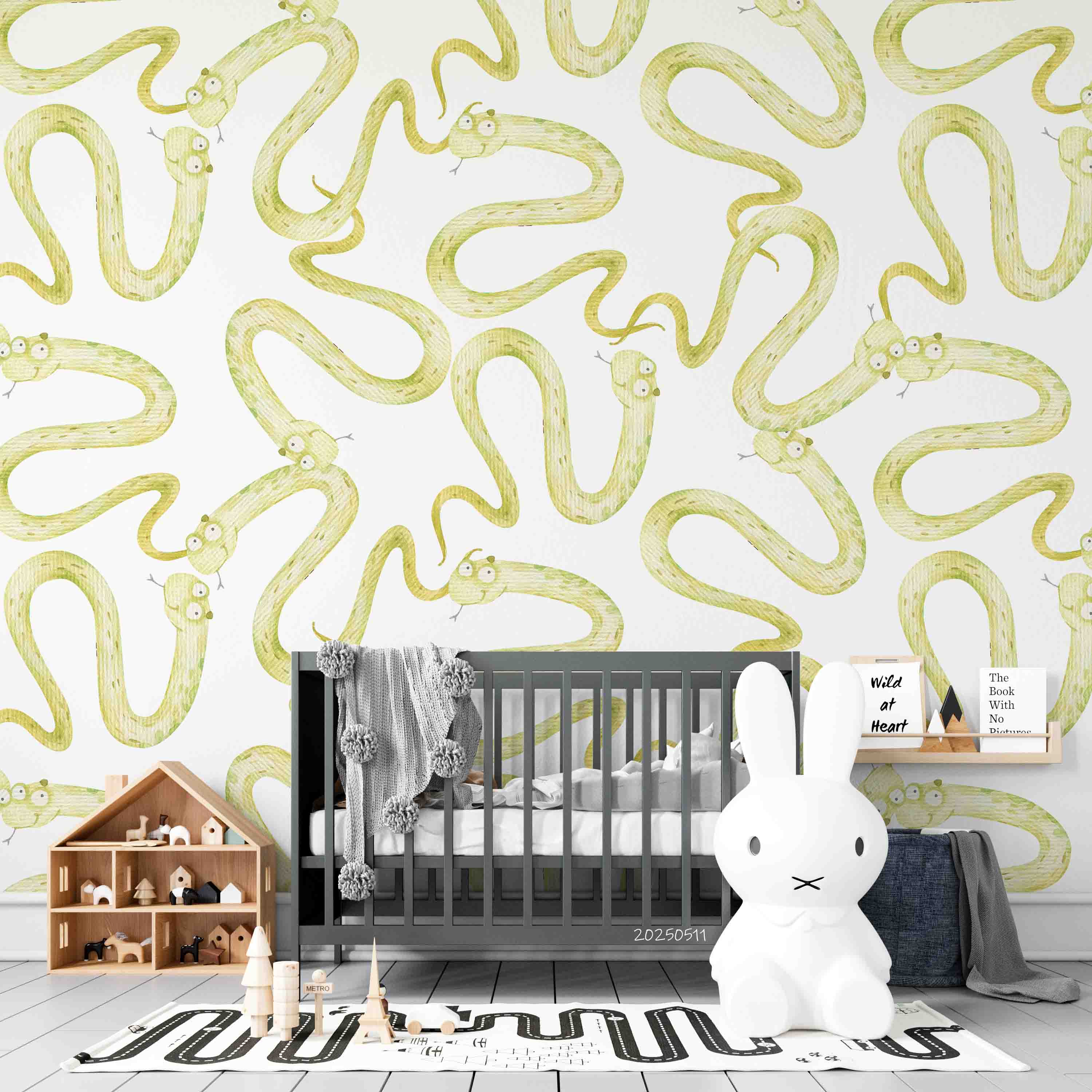 3D Cartoon Animal Golden Snake Kids Wallpaper Wall Mural Wall Decor Wall Art Wall Sticker Remoable Wallpaper