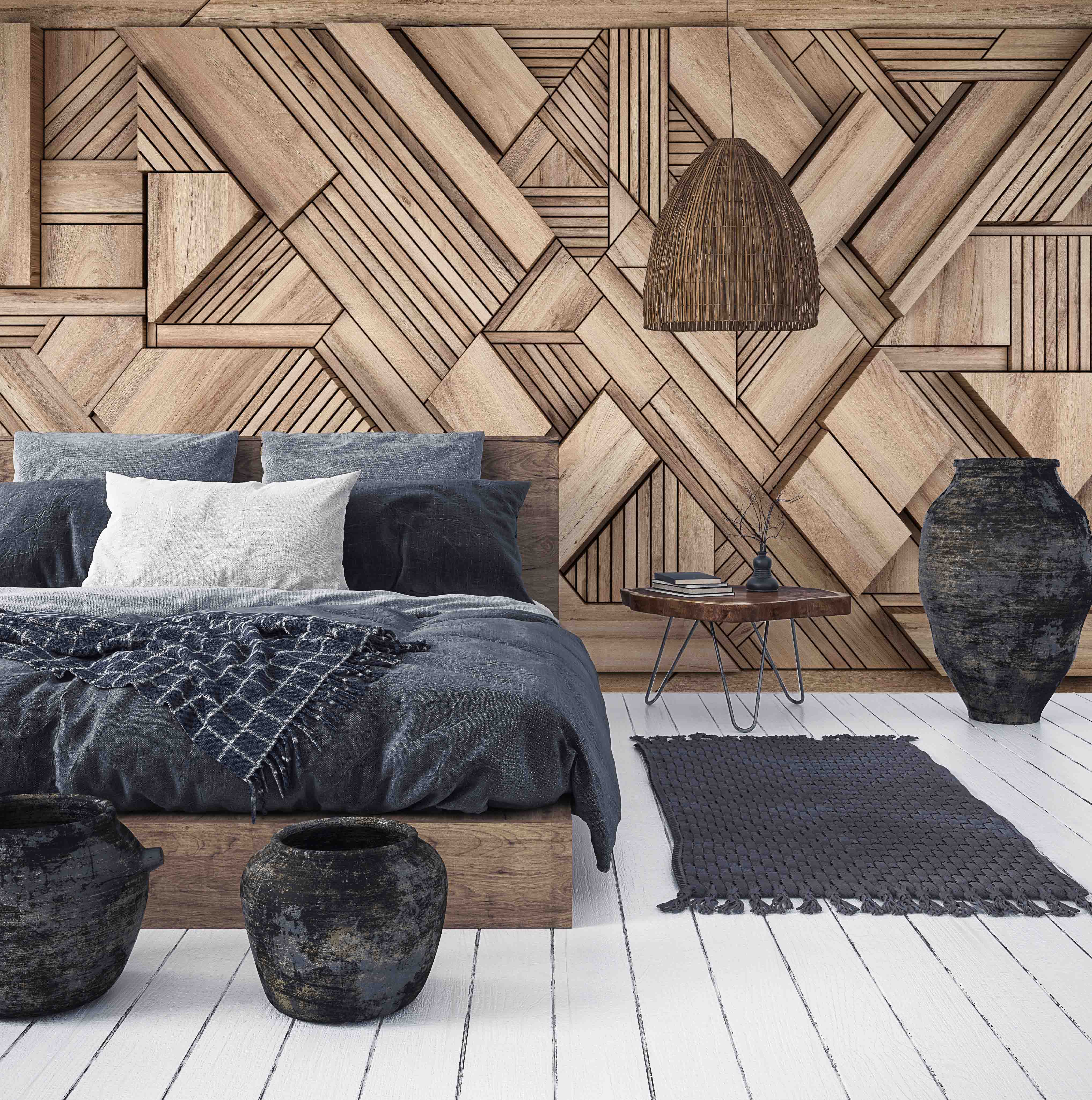 3D Wood Stripe Pattern Wall Mural Wallpaper YQ 0156