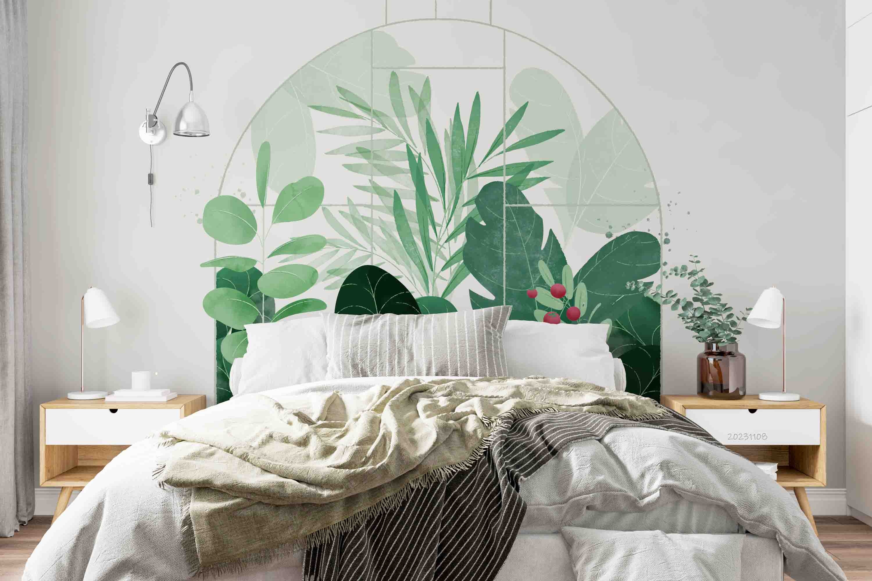 3D Tree Leaf Round Rectangle Wall Mural Wallpaper YXL 3093