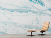 3D Abstract Damaskeen Wave Blue Wall Mural Wallpaper YXL 583