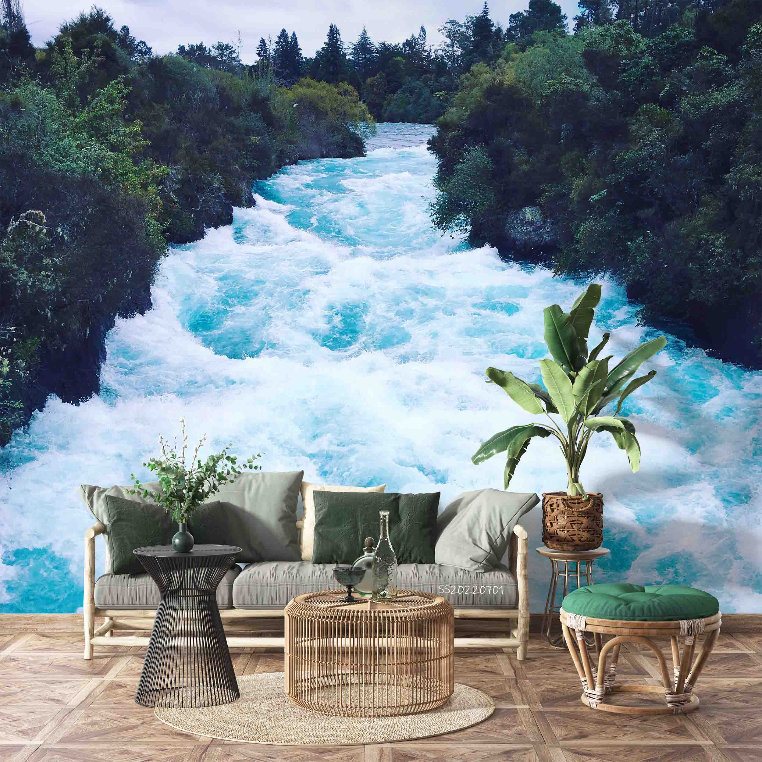 3D Huka Falls New Zealand Wall Mural Wallpaper GD 5008- Jess Art Decoration