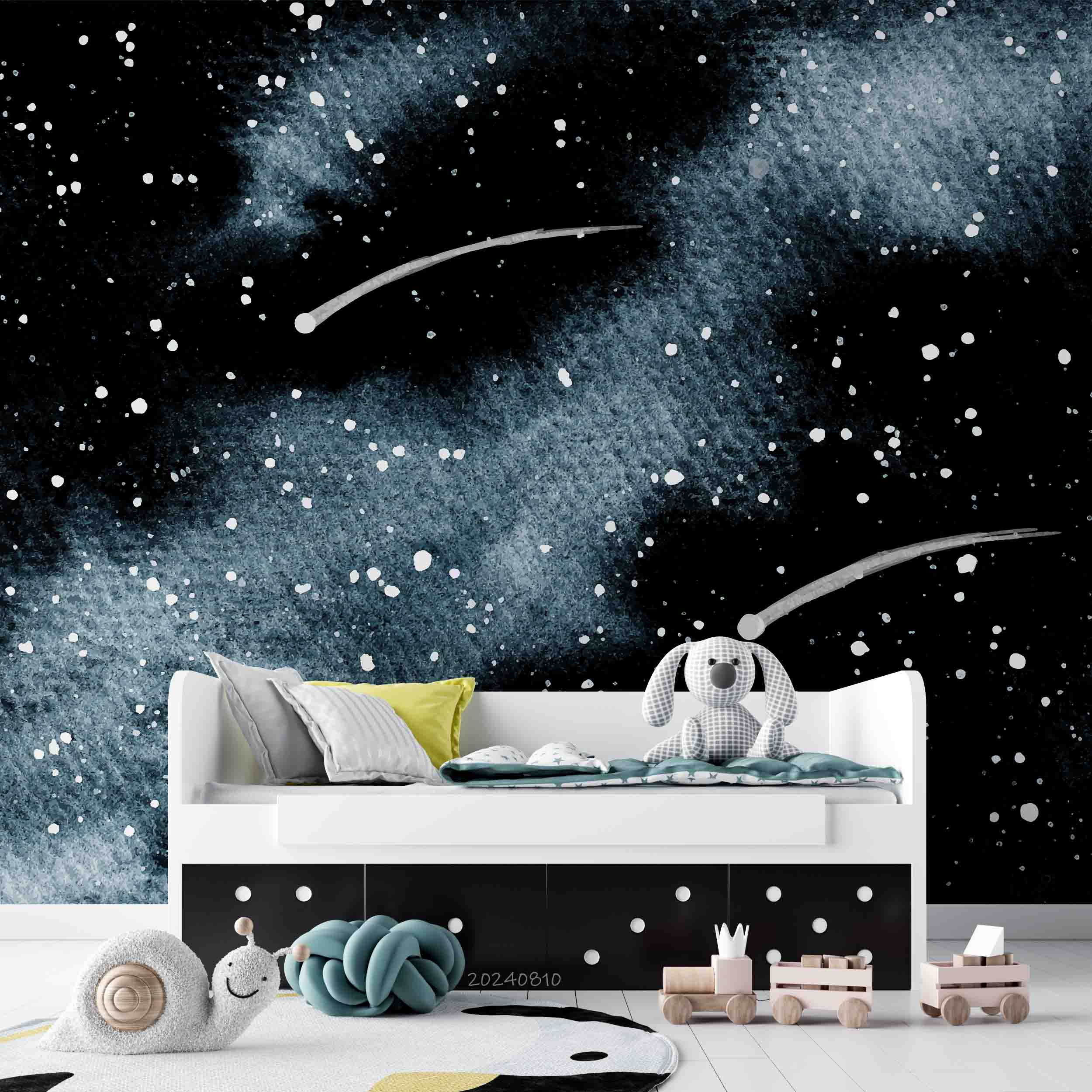 3D Abstract Wave Point Fog Black Wall Mural Wallpaper YXL 166
