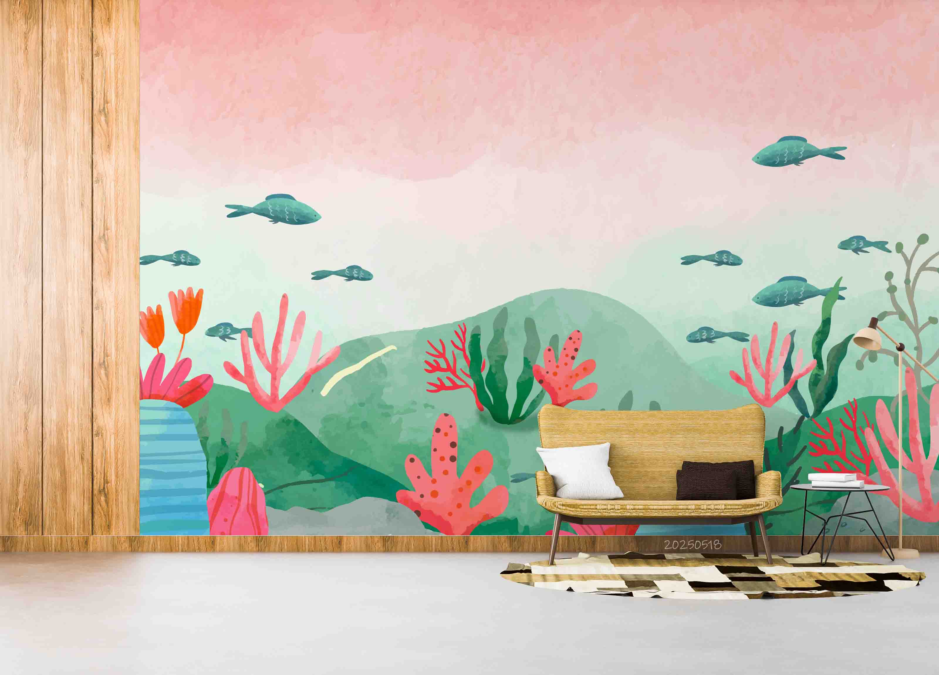 3D Watercolor Underwater World Wallpaper Wall Mural Wall Decor Wall Art Wall Sticker Remoable Wallpaper