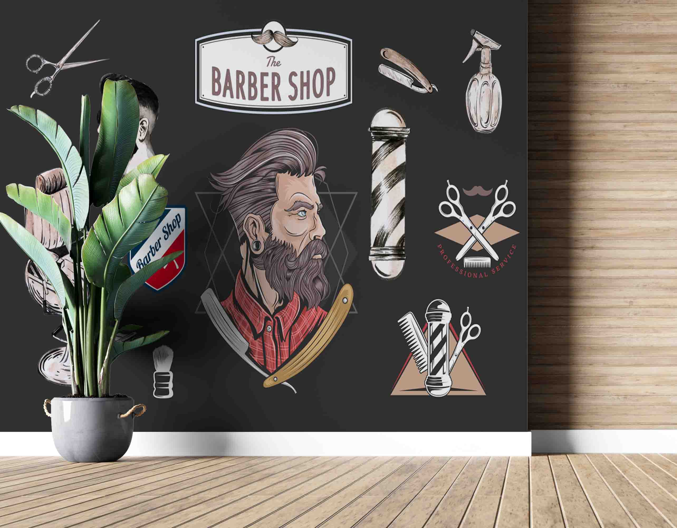 3D Barber Shop Hair Salon Haircut Specialist Shaving  Wall Mural Wallpaper 8