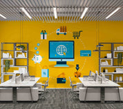 3D Office Business  Worldwide E Commerce Concept Wall Mural Wallpaper 1