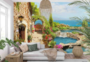 3D Aged Care Retirement Home Gerocomium Rest Home Sea Hot Spring Landscape Wall Mural Wallpaper 12