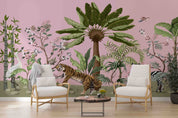 3D Tropical Jungle Tree Tiger Zebra Heron Wall Mural Wallpaper GD 4213- Jess Art Decoration