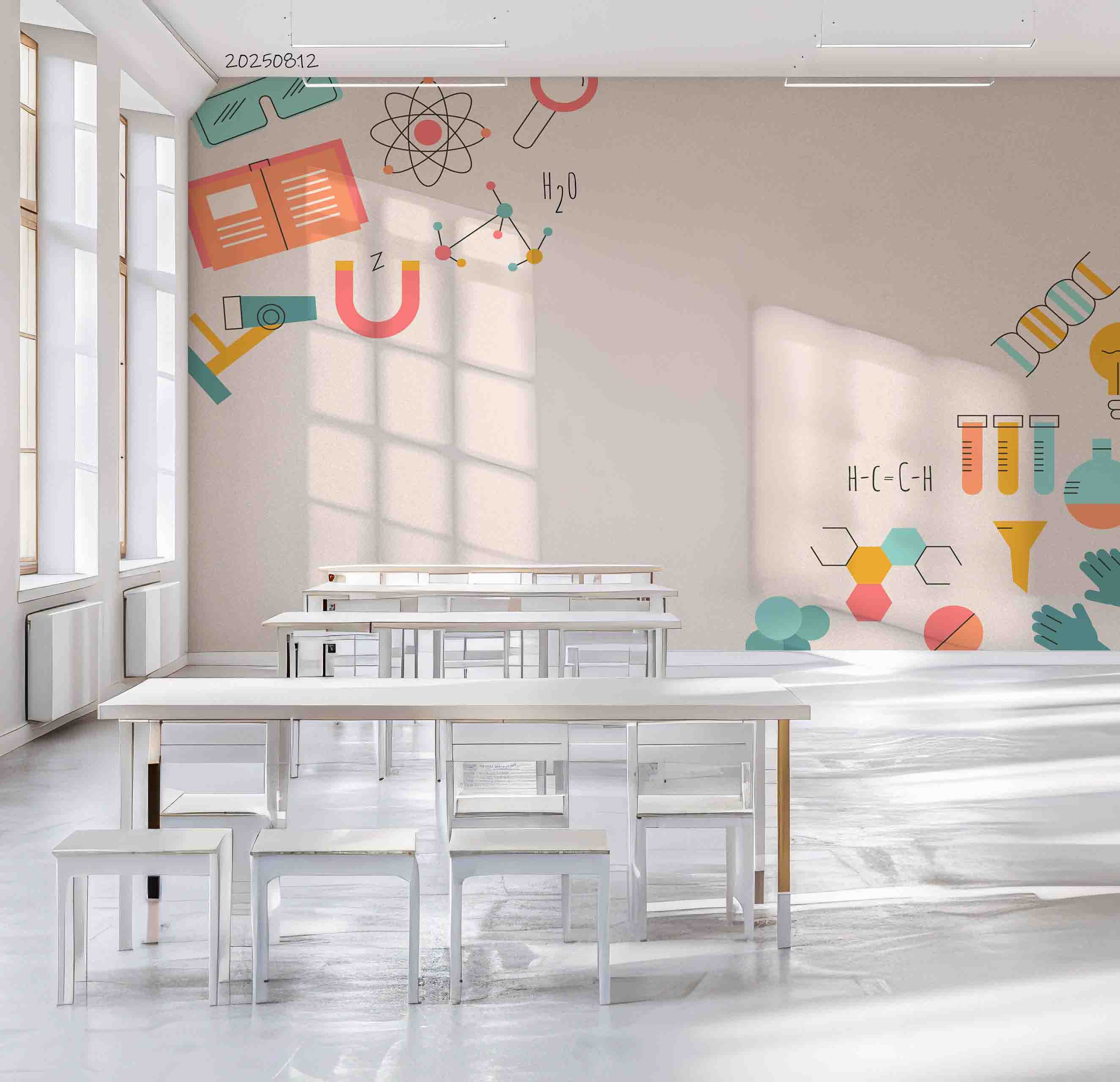 3D School STEM Science Lab Classroom Teaching Aid Wall Mural Wallpaper 0
