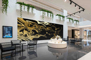 3D Retail Shop Store Market Trade Marble Gold Black Wall Mural Wallpaper 21