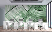 3D Office Business Technology Geometric Green Lines Modern Wall Mural Wallpaper 23
