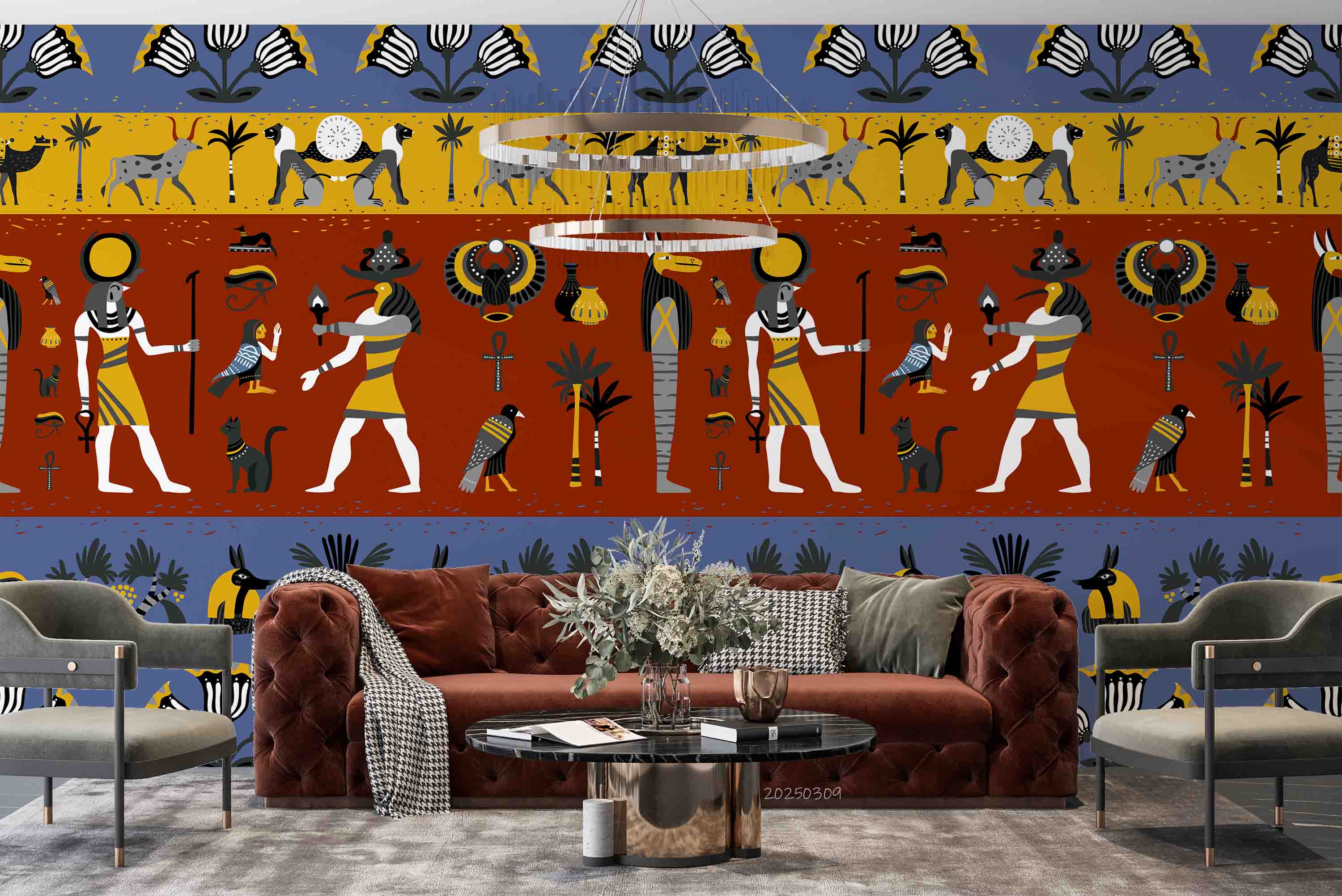 3D Ancient Egypt Pattern Egyptian Hieroglyphic Symbols Wallpaper Wall Mural Wall Decor Wall Art Wall Sticker Remoable Wallpaper LQH