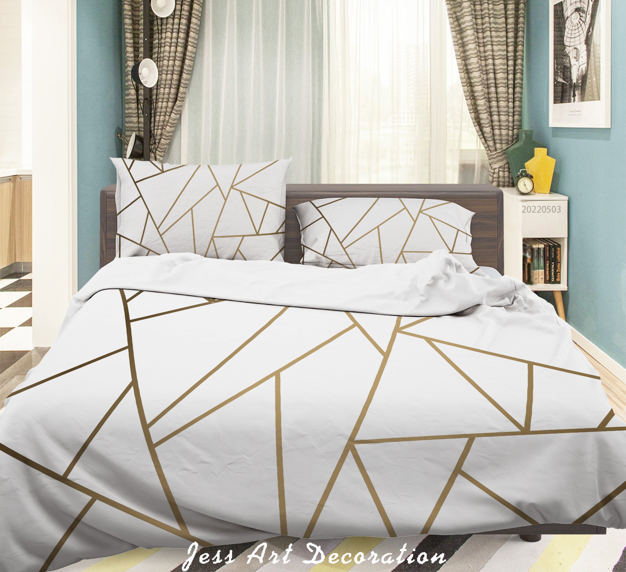 3D Geometric Triangle Parallelogram Quilt Cover Set Bedding Set Duvet Cover Pillowcase 576