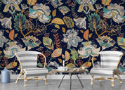 3D Vintage Floral Black Background Wall Mural Wallpaper GD 4614- Jess Art Decoration