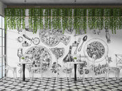 3D Pizza Chianti Mozzarella Pasta Parmesan Ink Wall Mural Wallpaper GD 5541- Jess Art Decoration
