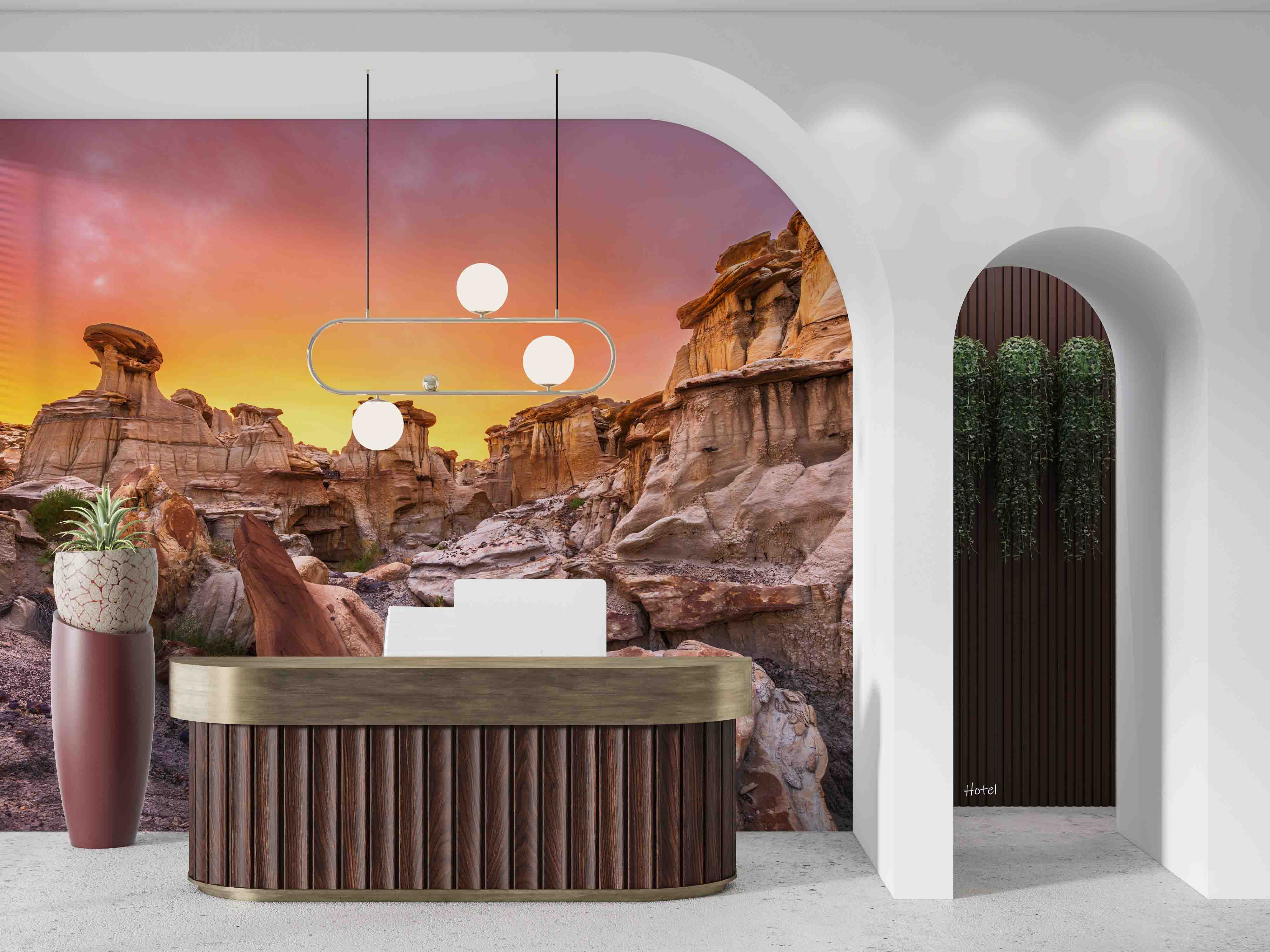 3D Hotel Inn Motel Hostel Resort Manor Scenery Stone Wall Mural Wallpaper 27