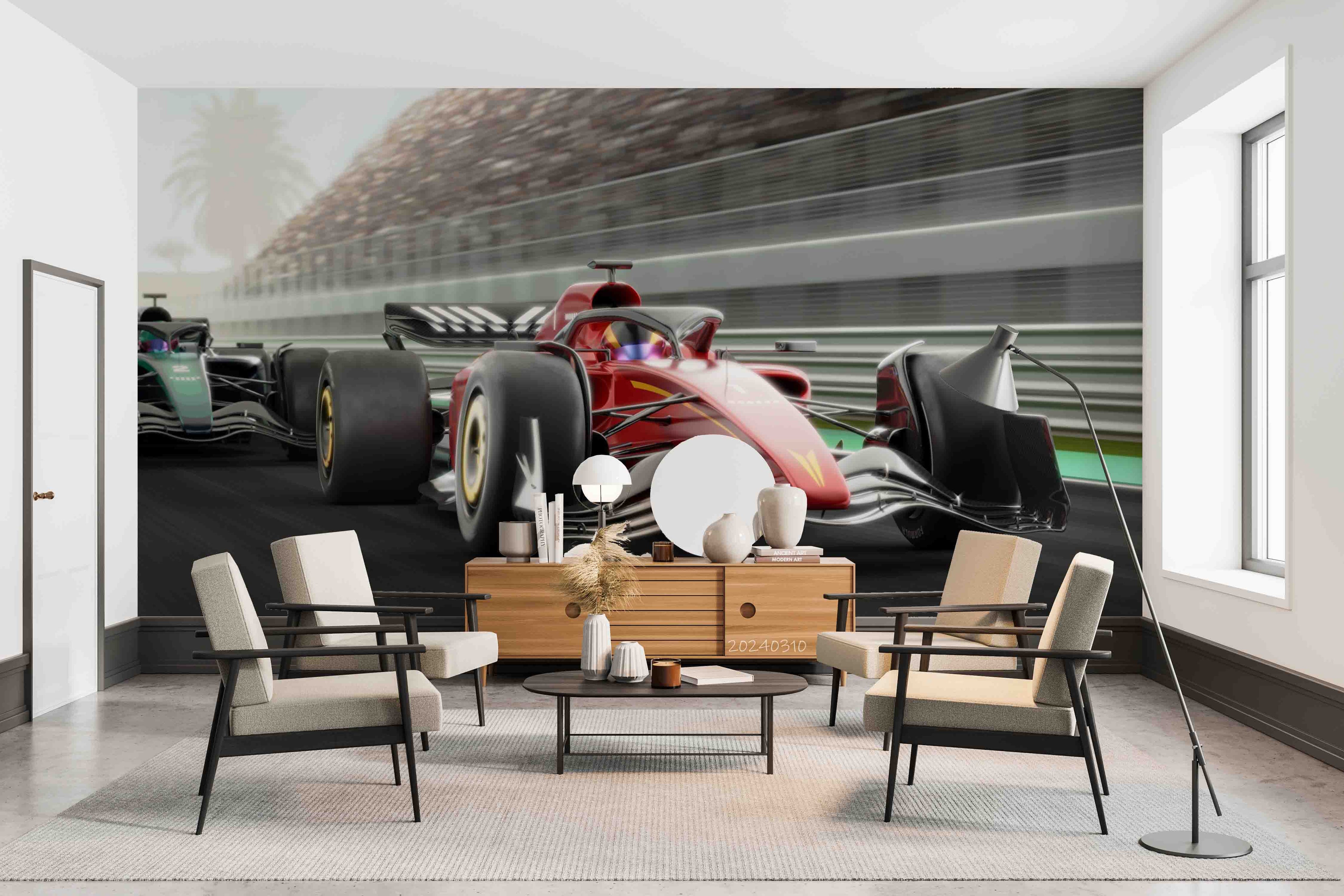 3D Red F1 Formula Racing Wallpaper Wall Mural Wall Decor Wall Art Wall Sticker Remoable Wallpaper