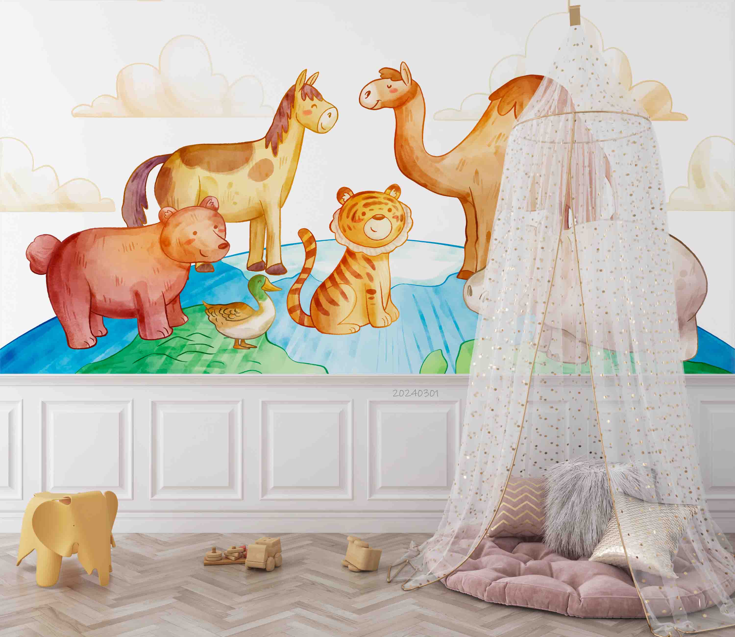 3D Cartoon Camel Tiger Kids Wallpaper Wall Mural Wall Decor Wall Art Wall Sticker Remoable Wallpaper