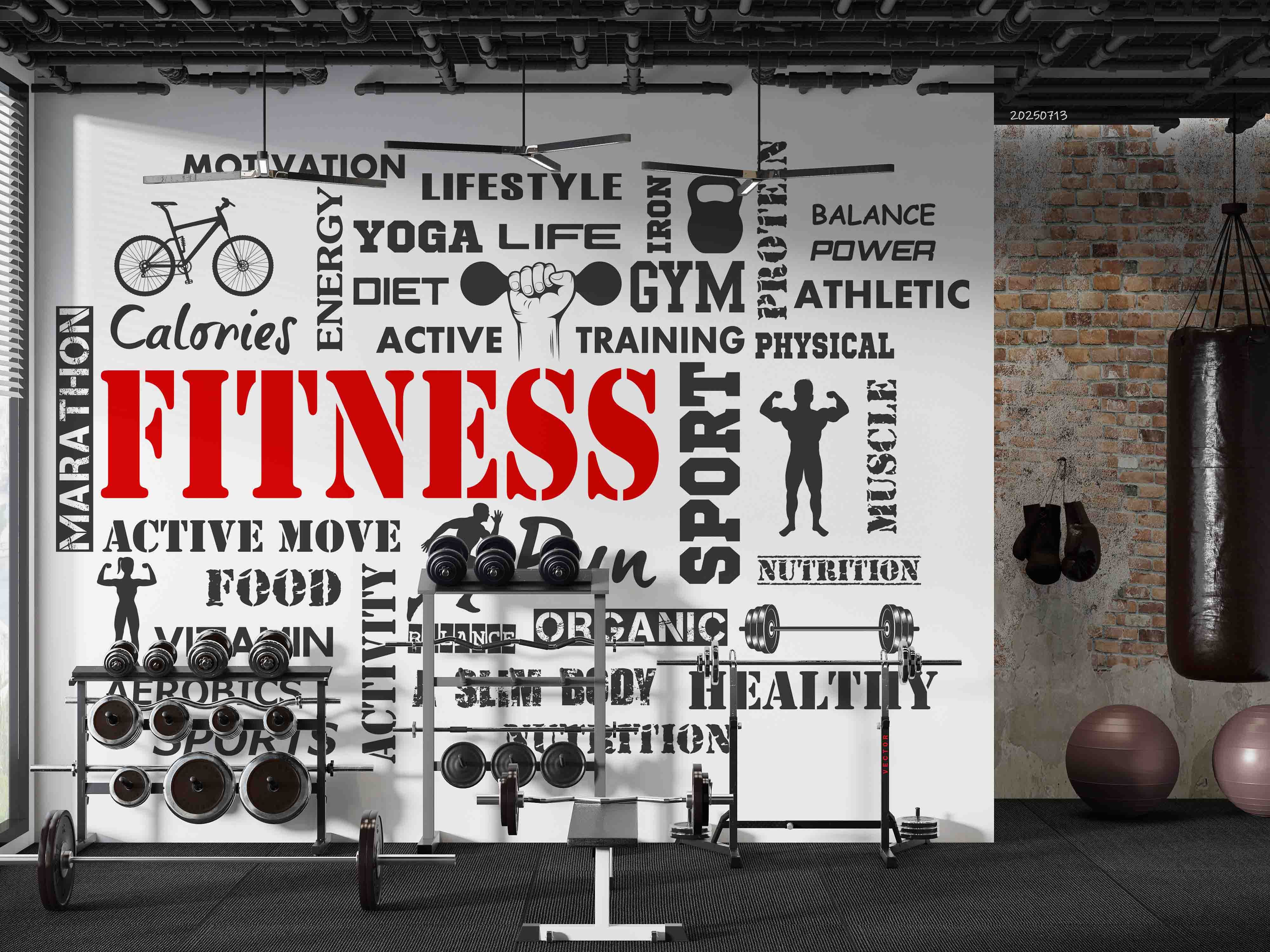 3D Gym Fitness Gymnasium Wall Mural Wallpaper 61