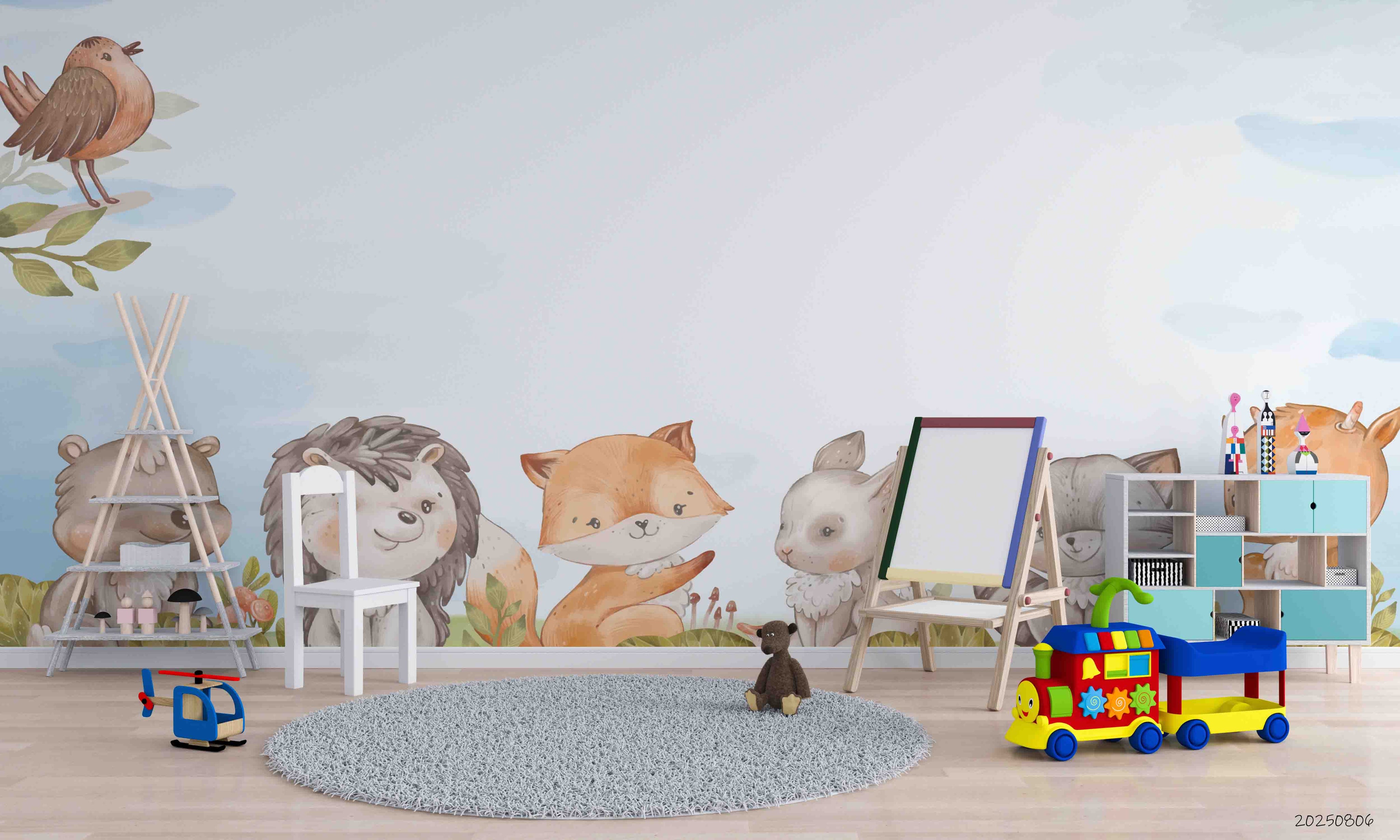 3D Childcare Nursery School Cartoon Animals Kids Wall Mural Wallpaper JN