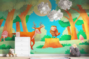 3D Cartoon Animal Deer Forest Kids Wallpaper Wall Mural Wall Decor Wall Art Wall Sticker Remoable Wallpaper