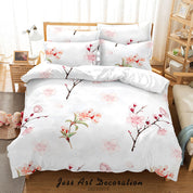 3D Floral Peach Branch Quilt Cover Set Bedding Set Duvet Cover Pillowcase 224