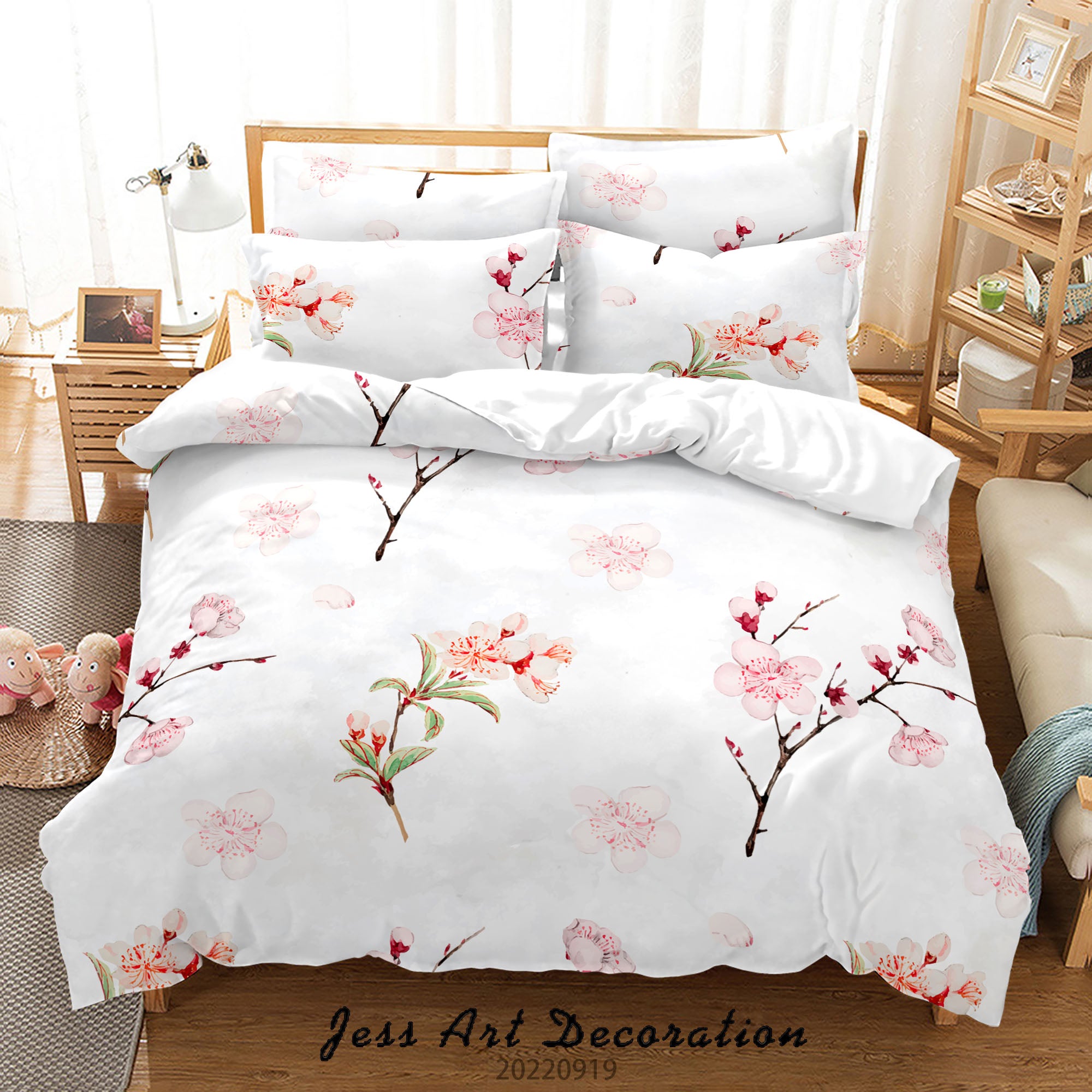 3D Floral Peach Branch Quilt Cover Set Bedding Set Duvet Cover Pillowcase 224