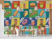 3D Fast Food Comic Colorful Background Advertising Poster Wall Mural Wallpaper GD 4905- Jess Art Decoration