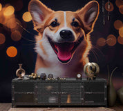 3D Animal Dog Night Yellow Wall Mural Wallpaper YXL 1845