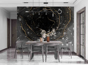 3D Black Gold Marble luxury black marble texture wall mural wallpaper for bedroom - view 3