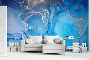 3D Bright Blue Marble bright blue marble artwork wall mural wallpaper for living room - view 4