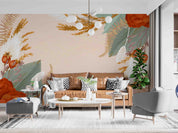 3D Watercolor Boho Background Floral Leaves Wall Mural Wallpaper GD 3311- Jess Art Decoration