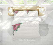 3D Floral Rose Leaf Quilt Cover Set Bedding Set Duvet Cover Pillowcase 260