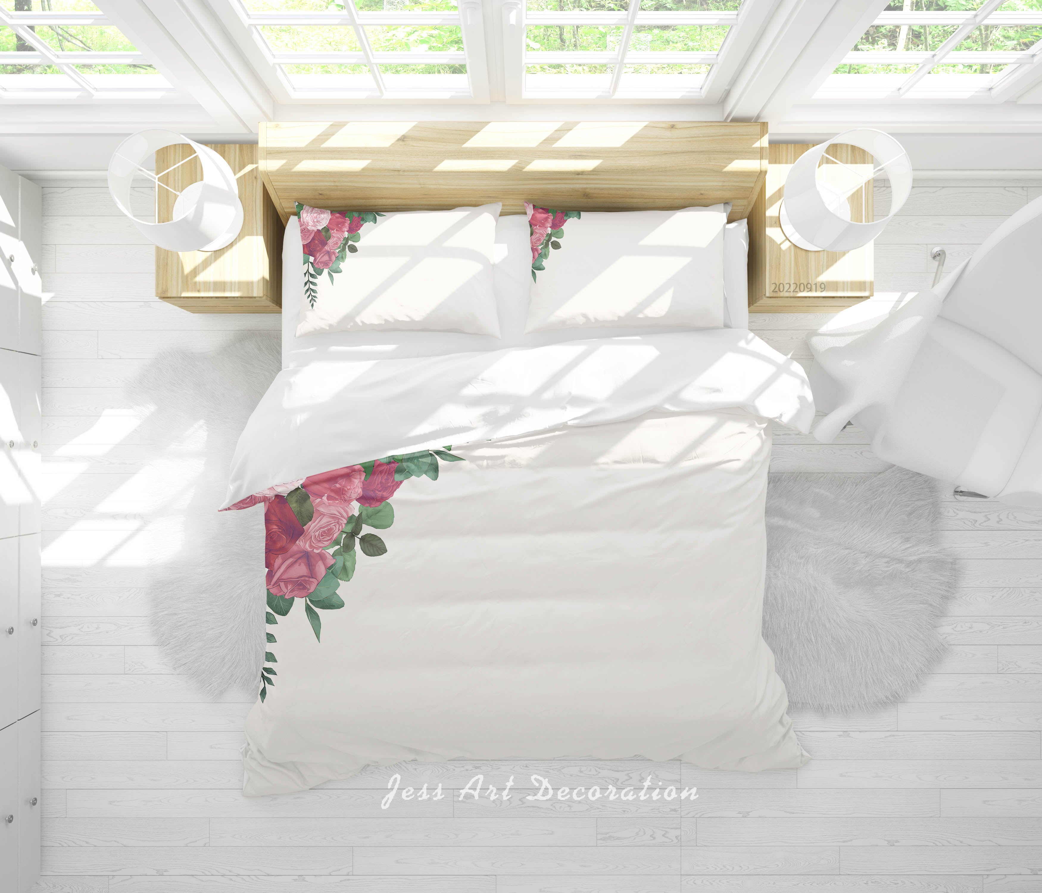 3D Floral Rose Leaf Quilt Cover Set Bedding Set Duvet Cover Pillowcase 260