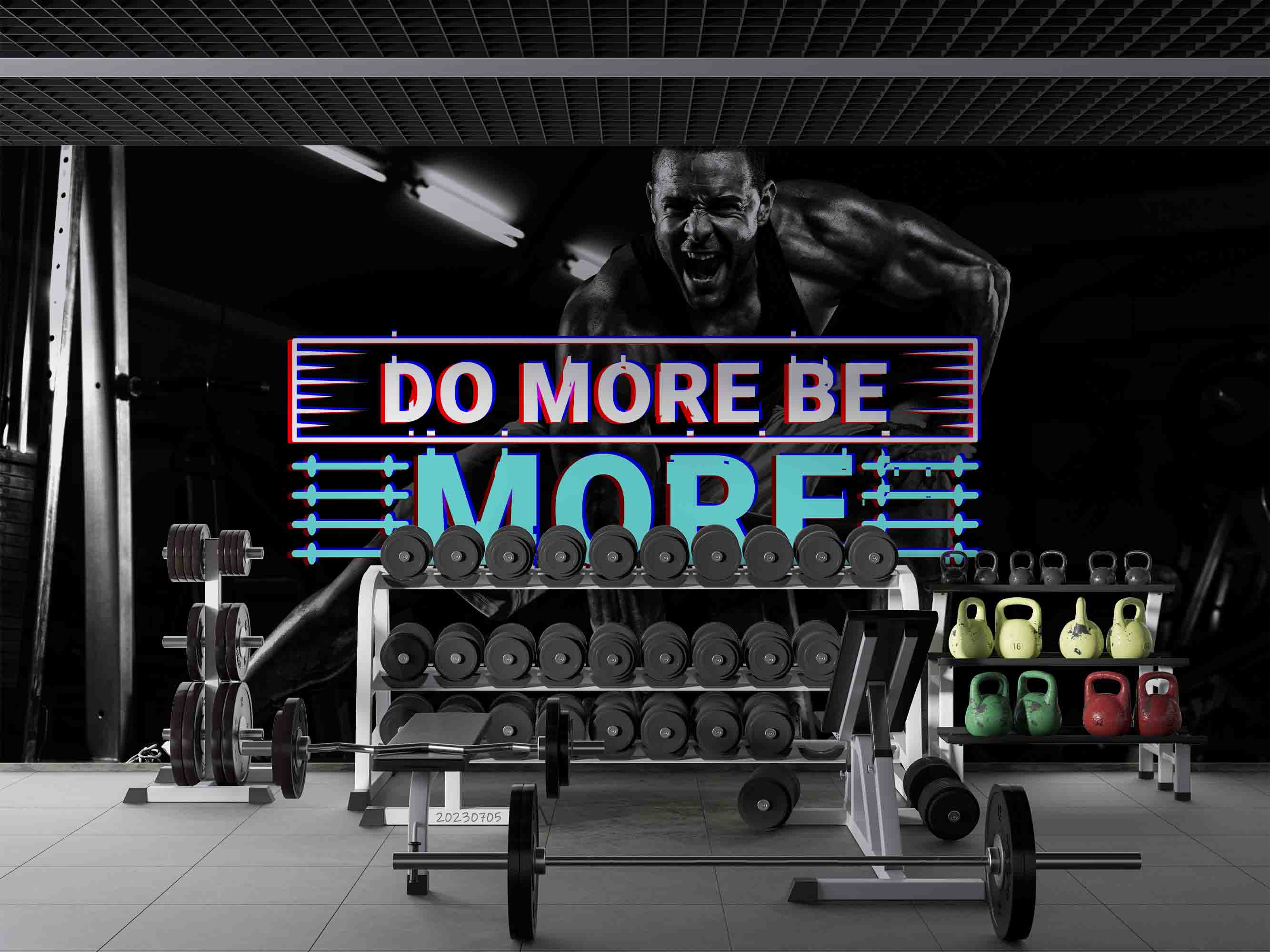 3D Fitness Person Letter Dumbbell Wall Mural Wallpaper YXL 1724