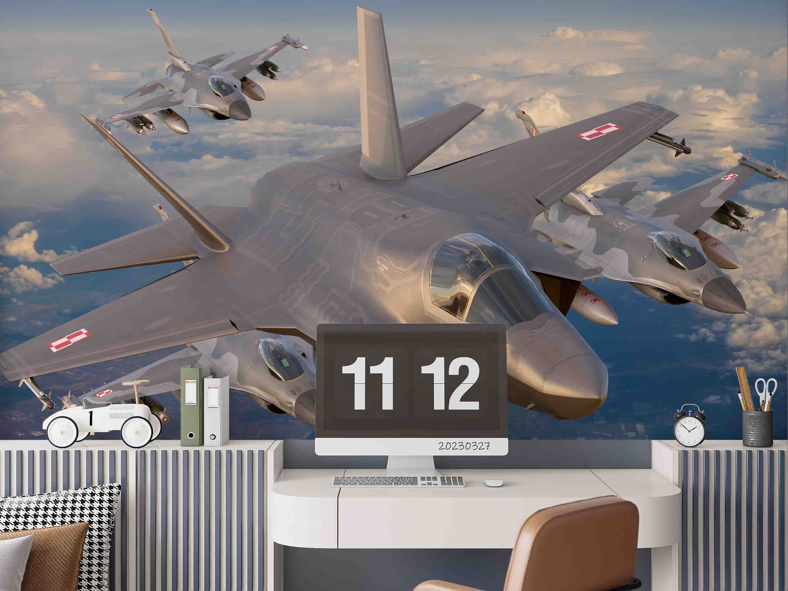 3D Lockheed Martin F-35 F-16 Wall Mural Wallpaper GD 5422- Jess Art Decoration